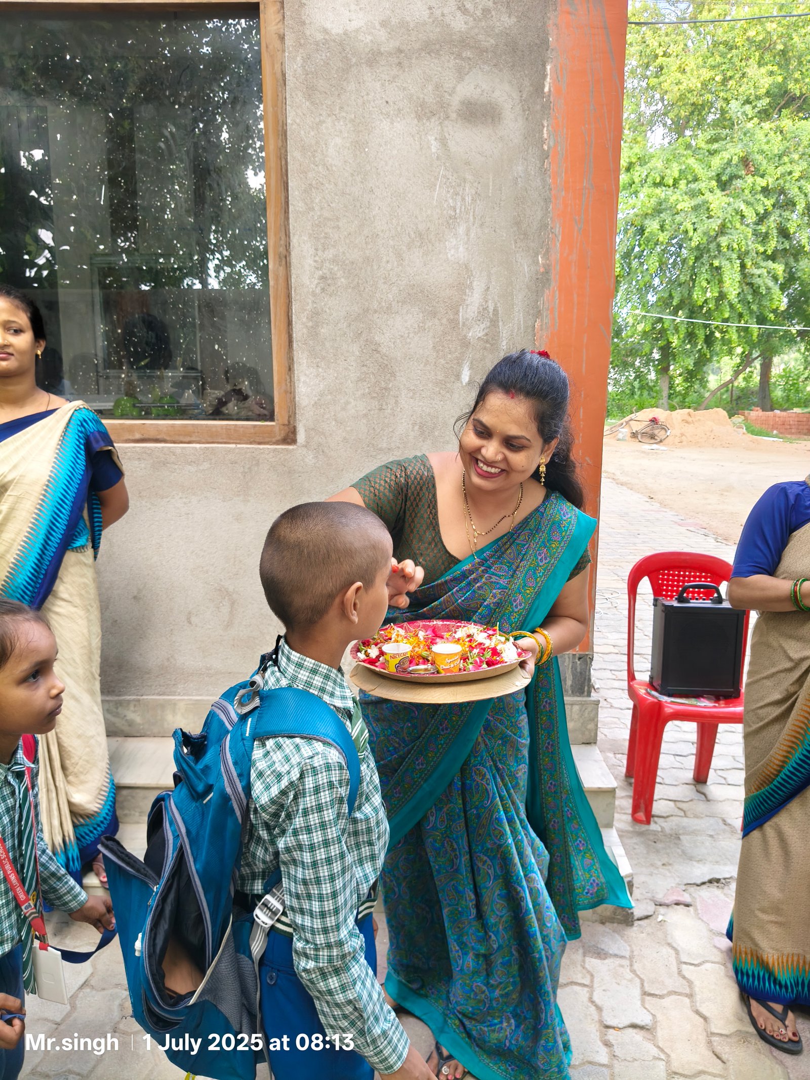 A green placeholder box